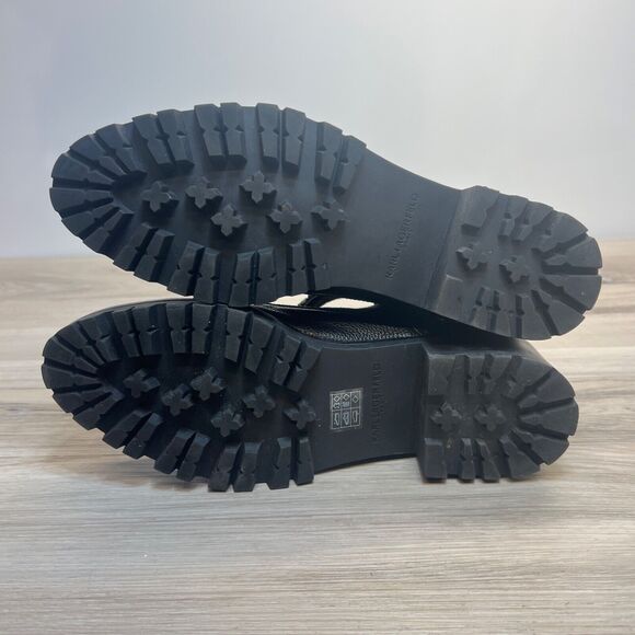 DESIGNER RUNWAY KARL LAGERFELD PARIS BLACK CRYSTAL PIPPA LEATHER COMBAT BOOT 11 - Picture 4 of 12